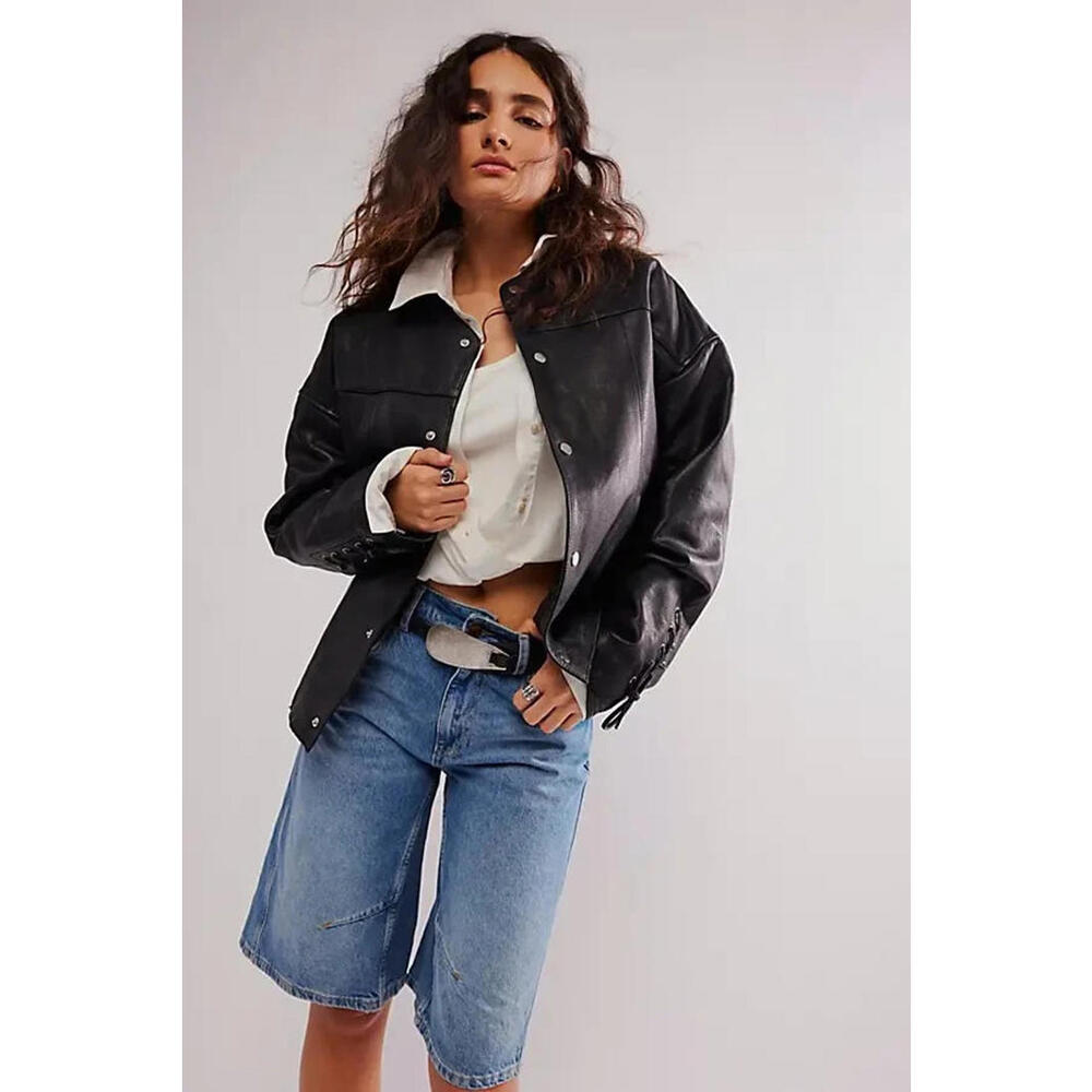 Free People Deadwood Canoo Leather black Jacket Size 32 (s) NWT $650msrp